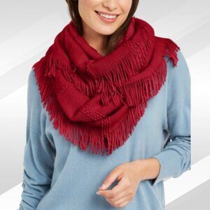 2/$30 INC International Concepts Raschel-Knit Red Loop Scarf with Fringe